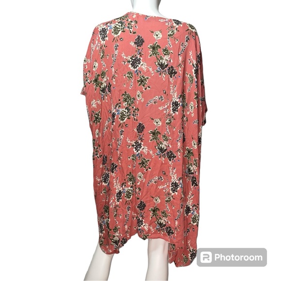 Blue Rain Pink Floral Lightweight Open Front Shawl Cardigan Women's Size S - Picture 4 of 9